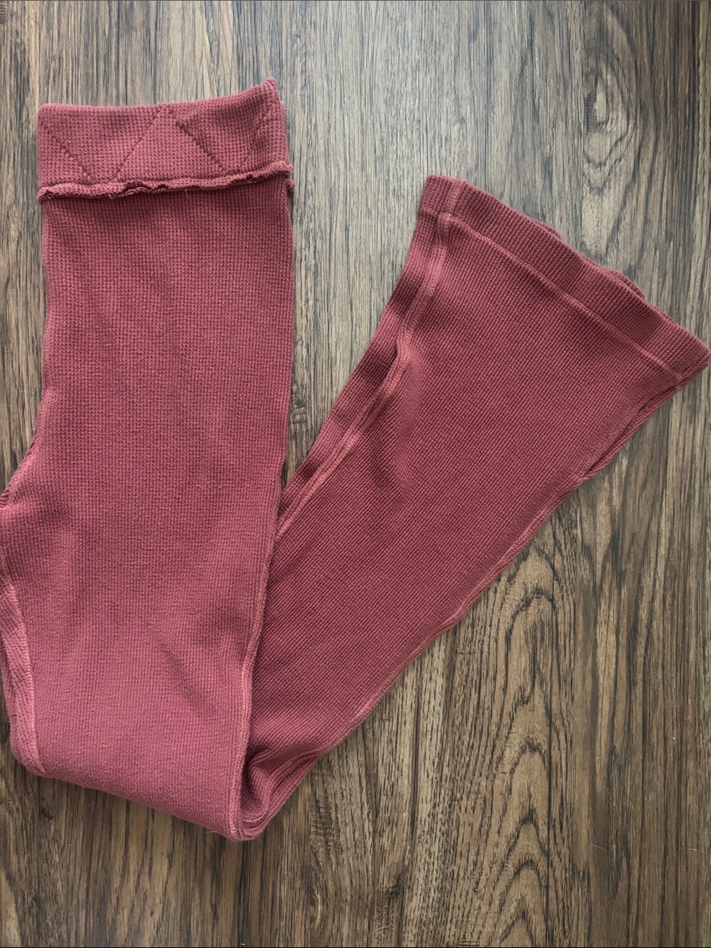 Intimately Free People Waffle Knit Thermal Flare Pants Terracotta S Lounge Leggi - Picture 6 of 7